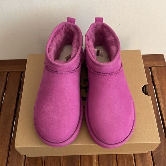 UGG Classic Ultra Mini Booties Mangosteen USA Women Size 7/UK 5/EU 38 - Picture 6 of 15